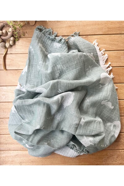 Bebly Kids بطانية كبيرة الحجم 105×120 سم بنقشة حيوانات تحت البحر، 100% قطن، ط...