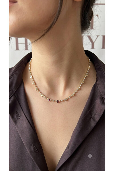 Bymiel Gold Color Baguette Stone Waterway Women's Necklace