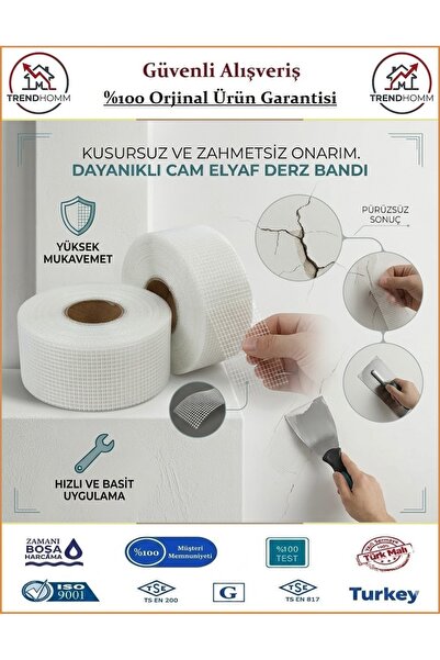 Baytec Derz Bandı - Alçı Sıva File Bandı - Yapışkanlı 9.6x90 Metre - Orjinal ...