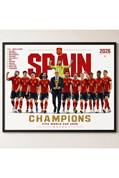 HOME MODE Spain Champions FIFA World Cup 2026 Canvas 40x60cm | Team Lineup Wa...