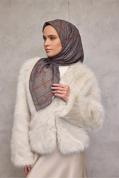 Silk Home Cotton Polyester Soft Scarf Oil Green Geometric Patterned Non-Slip ...