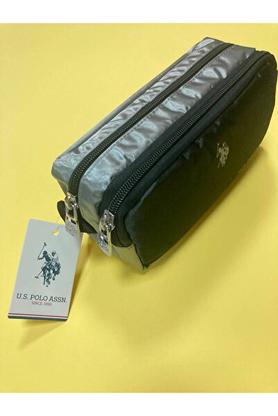 U.S. Polo Assn. حقيبة أقلام من U.S.Polo Assn باللونين الأسود والرمادي، مزودة ...