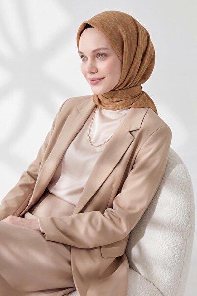 Silk Home وشاح ناعم بنمط سلسلة بني 90x90