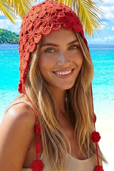 Mood Agenda Women's Floral Motif Knitted Bandana Beanie Bohemian Summer Hat