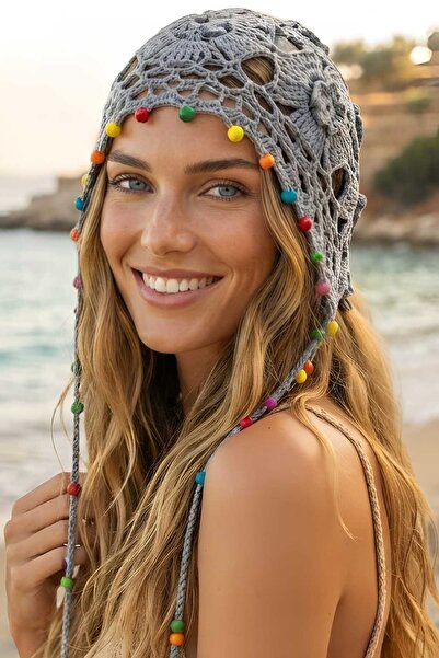 Uniquetrenders Women's Bohemian Beaded Knitted Bandana Beanie Colorful Beaded...