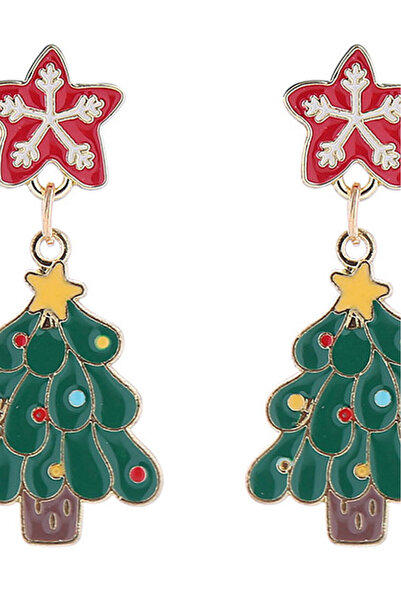 VeeShop Cercei de Craciun, braduti cu decoratiuni colorate, caciulite si stelute