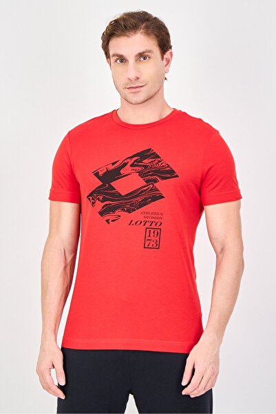 Lotto Men Sportswear Fit Short Sleeve Training T-Shirt, Red