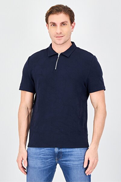 STEEL & JELLY Men Regular Fit Floral Jacquard Pattern Short Sleeve Polo Shirt...