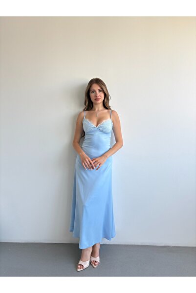 bbeox.com Saten Dantelli Elbise