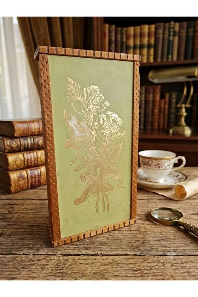 Hureggo Vintage Kitap Şeklinde Ahşap Kutu - Altın Varak Gül İşlemeli Saklama ...