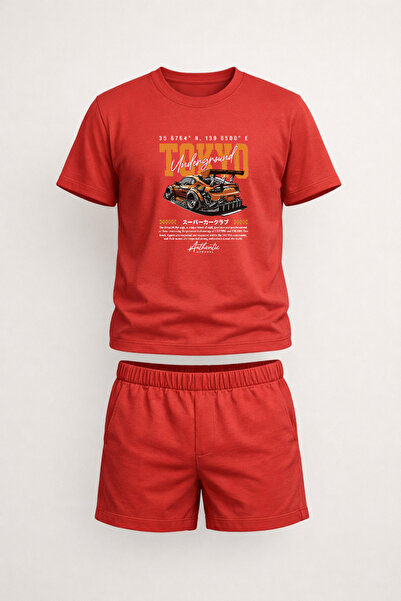 ZEMLİYA Unisex red printed t-shirt set