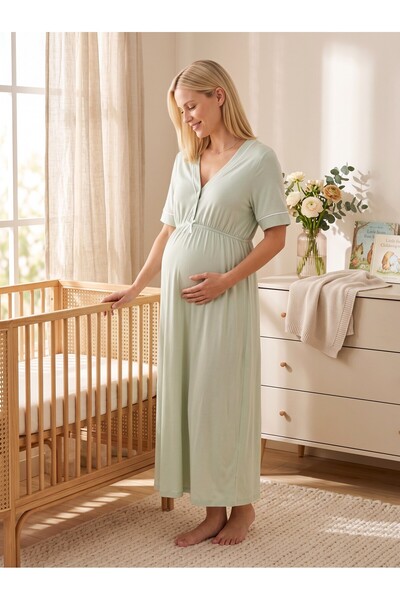 Lohusa Homewear قميص نوم للحوامل من القطن بنسبة 100%، تصميم جديد بأكمام قصيرة...
