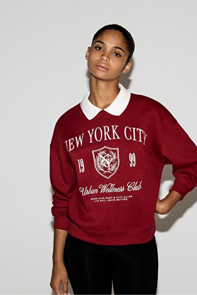 LEFTIES Baskılı polo yaka sweatshirt
