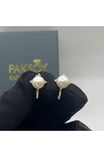 paksoy kuyumculuk İncili Taşlı Yıldız Altın J Küpe 14 Ayar 3.33 Gram Kadın He...