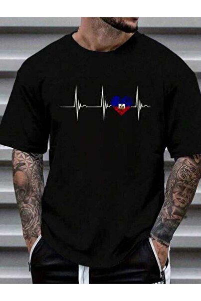 23ERVA 100% Cotton Heart Haitian Heartbeat EKG Pulse Haiti Pride Women's Men'...