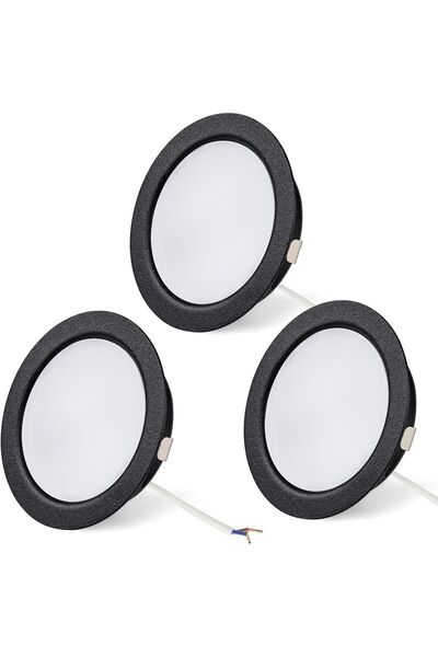 OEM Spoturi LED Încastrate Plafoniere Plate 12V 3000K Negre 6,3 cm 3 buc