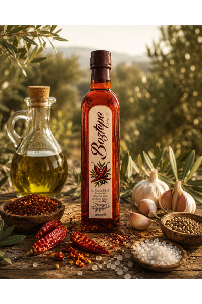 Boztepe 500 ML Acı Biberli Natürel Sızma Zeytinyağı (2025/26) – Soğuk Sıkım, ...