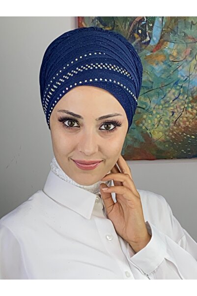 MY UKİYO STORE Sıralı Kristal Taş Baskı Abiye Bone Şal