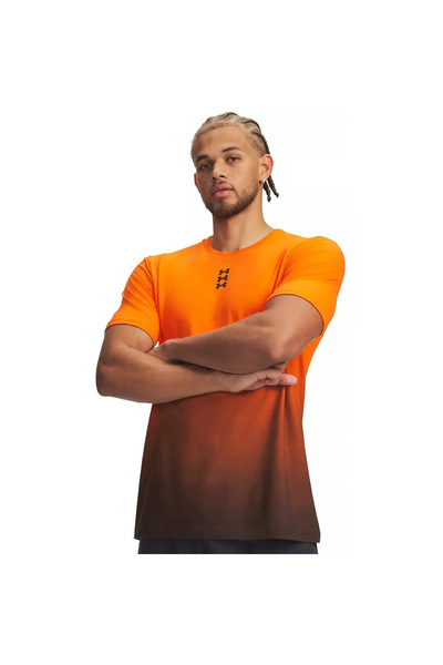 Under Armour تي شيرت هوبس تريبل لوجو للأولاد باللون البرتقالي