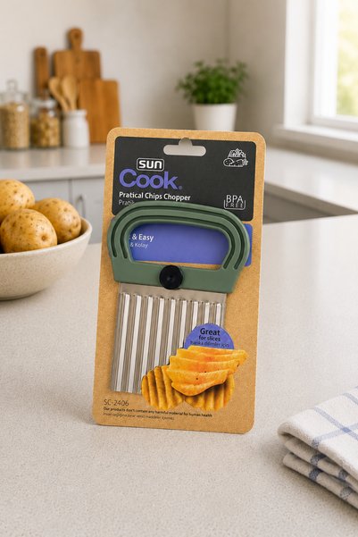 Sariva Home Wavy Potato Cutter Chips Chopper Vegetable Slicer Stainless Steel Crinkle Cutter Serrated Potato Cutting Apparatus Kitchen Cutter
