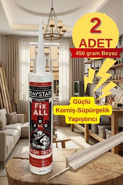 Renkli Duvarlar 2 Adet 450 gr Süper Güçlü Özel Korniş Süpürgelik Yapıştırıcı ...