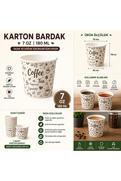 Karton Bardak 7 Oz 100 ADET
