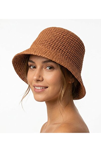 SEEYA Organics El Yapımı Sık İğne Örgü Taba Bucket Şapka