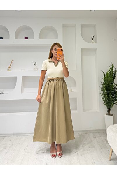 İrka Moda Polo Yaka Poplin Kumaş Elbise