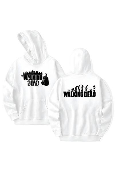STİL-X سويت شيرت بقلنسوة مطبوع عليه The Walking Dead مصنوع من القطن بأكمام طو...