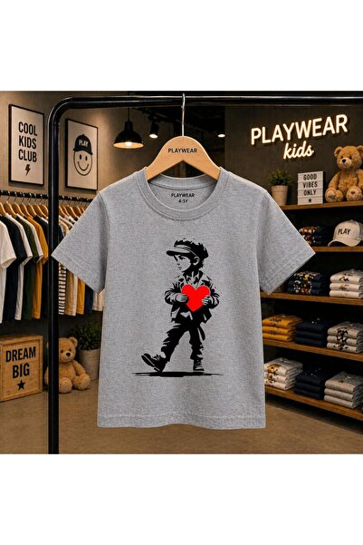 playwear Heart Hat Child Printed 100% Children's Unisex T-Shirt 5 6 -7 8-9 10...