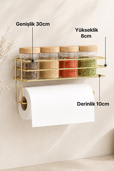 mba decor metal bending art Yapışkanlı Raflı Katlı Kağıt Havluluk Gold Kaplama 30x10x8 cm, 9 kg