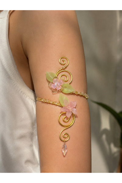 abel jewelry Çiçekli Vintage Coquette Ayarlanabilir Pazu Bilekliği Armcuff Ar...