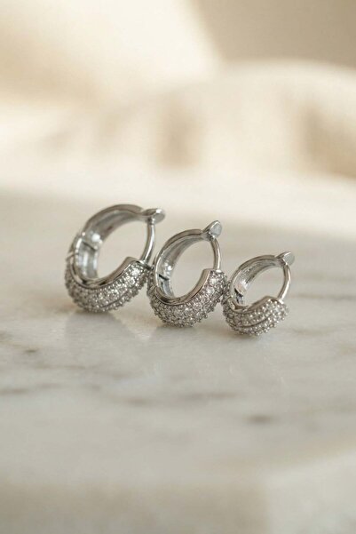 Inure Jewelry طقم أقراط فضية اللون مكون من 3 قطع من حجر الزركون