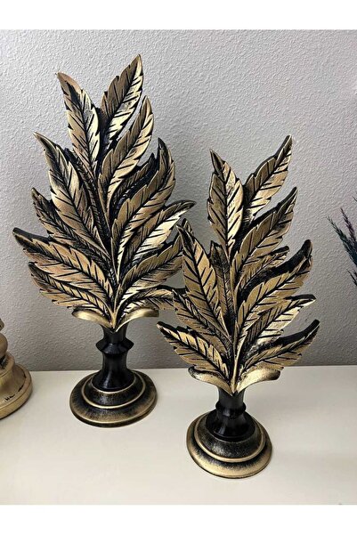 DERYA DESİNG ART Dekoratif Polyester İkili Yaprak Obje,Konsol,Dresuar,Salon O...