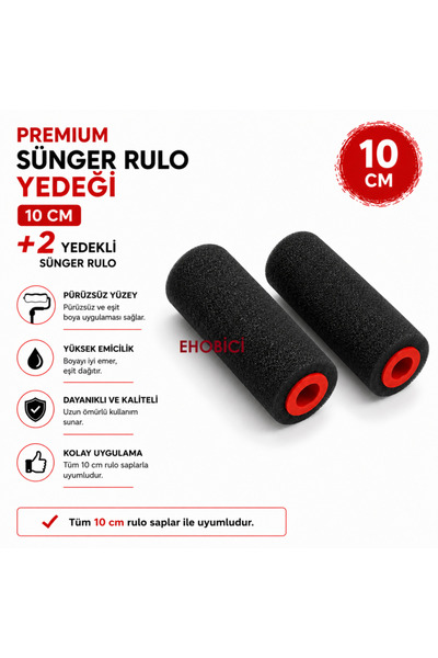 ehobici Premium Sünger Rulo Yedeği 10CM 2'li Yedek Sünger