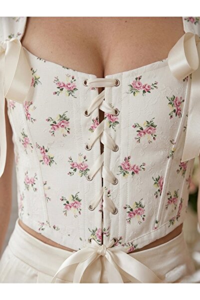 SARA Clothessy Tasarım çiçekli vintage fransız korse büstiyer