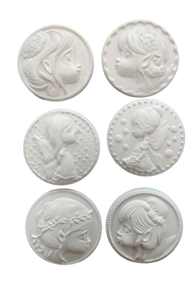 OEM Figurine din ipsos pentru pictat, set cu prințese, 6 bucăți, 8 cm
