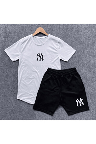 Generic Brand "Ny" Logo Printed Shorts Two-Piece Set