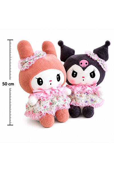 wafra store Customized Melody and Kuromi with Flower Dresses Plushies Soft Pl...