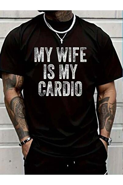 9TAY 100% Cotton Shirt Wife Is My Cardio T-Shirt Women's Men Graphic Tee