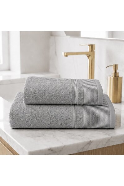 Bumbăcel Prosop din bumbac VEGAN STYLE, pentru față, Gri Deschis, 50×85 cm