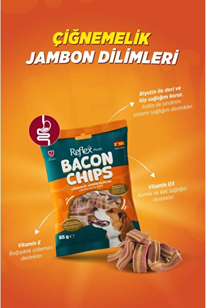 Reflex Plus Bacon Chips / Çiğnemelik Jambon Dilimleri Yetişkin Köpek Ödül Mam...