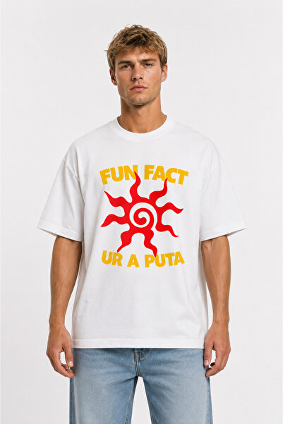 Compostela Unisex Women's Men's Fun Fact Ur a Puta Front Printed Oversized Th...