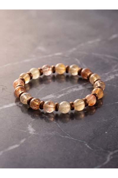 OSMANLI DEĞERLİ TAŞ Sitrin - Hematite Natural Stone Bracelet (8 mm) - Series 6