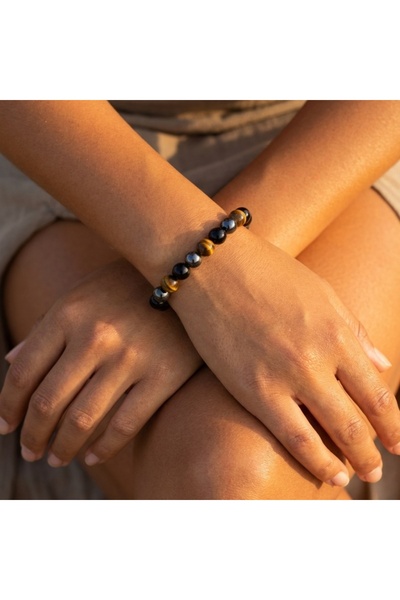 Choice 260310A144(8MM) Natural Black Obsidian Hematite Tiger Eye Beads Bracel...