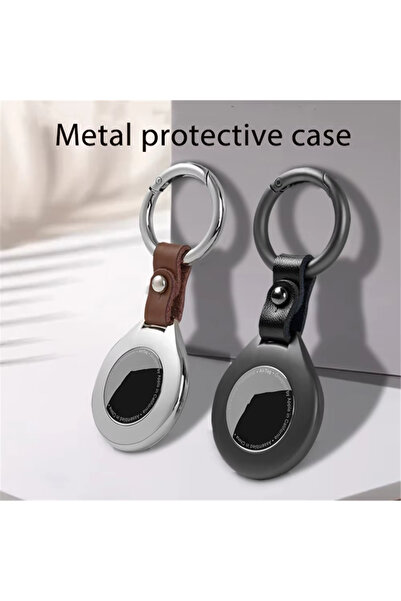 choice2 black and siver Metal AirTag Protective Case with Keyring Anti Scratc...