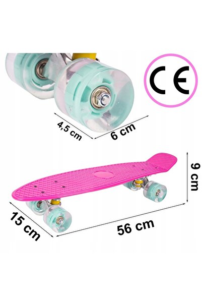 NO BRAND SKATEBOARD FISH LED RGB 56cm ABEC-7 ROȚI LUMINOSĂ, până la 100kg