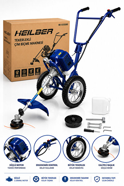 HEİLBER BA011521 Tekerlekli Benzinli Ot Çim Biçme Makinesi 2 Zamanlı Motorlu ...