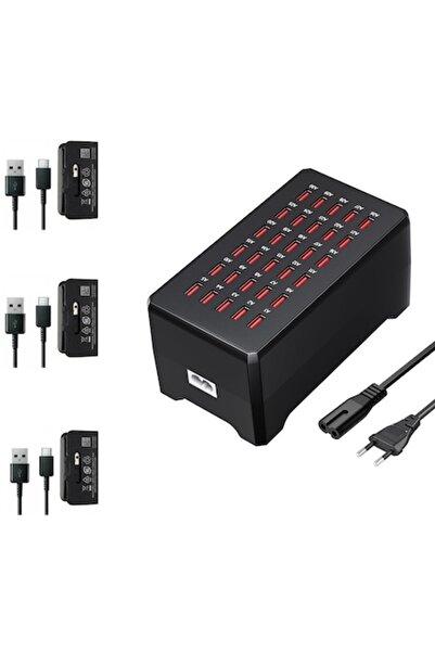 QUANDES Stație de încărcare inteligentă de 150W cu 30 de porturi USB 5V 30A ș...