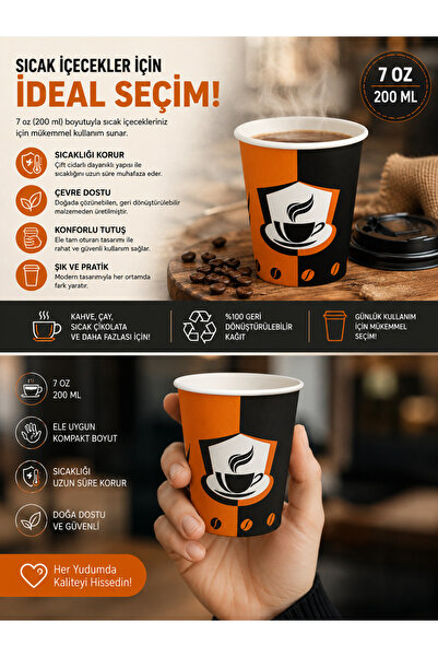 BYCUP 7oz(200ml) sızdırmaz Karton Bardak